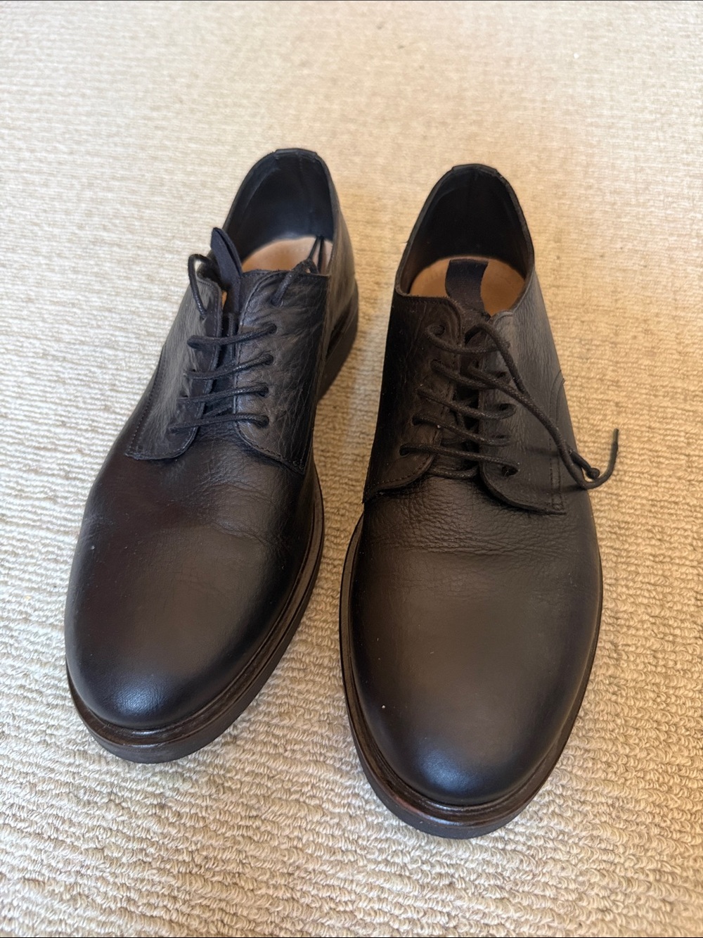 Hudson London Men’s Black Leather Plain Toe Derby Dress Shoes EU43 US10